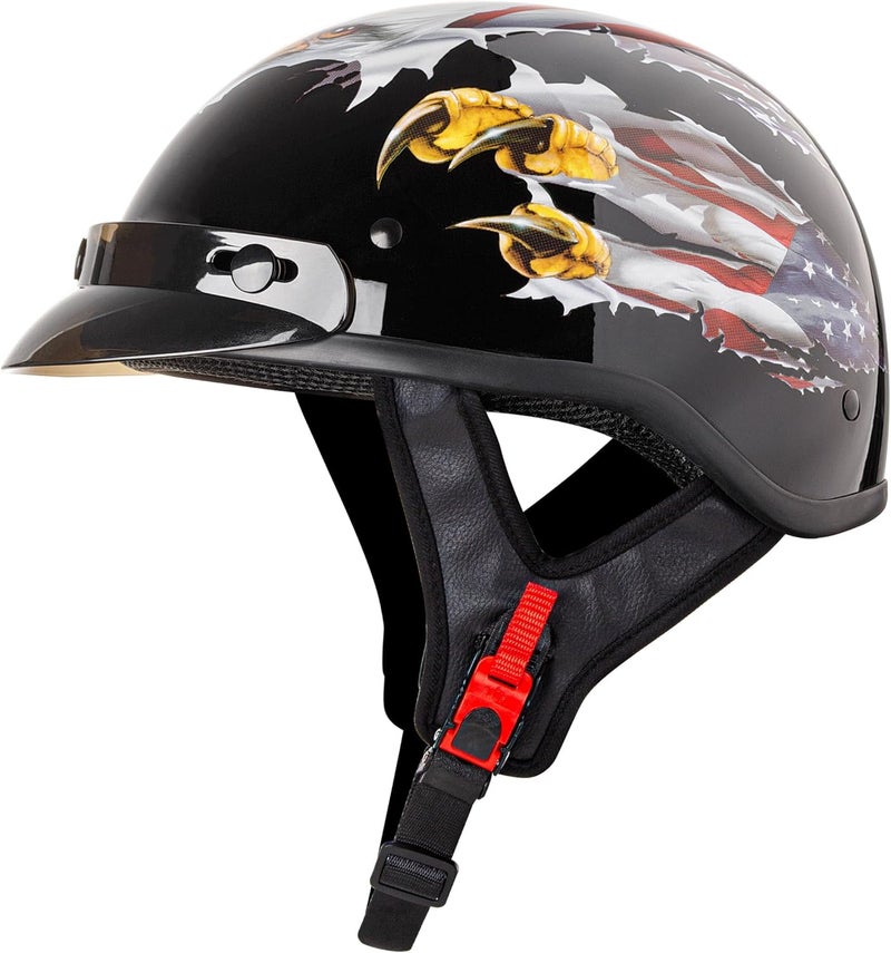 CARTMAN Motorcycle Half Face Helmet DOT Approved X-Large Black - Image 1