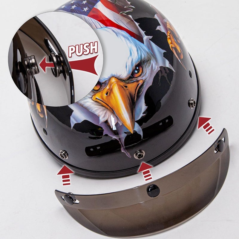 CARTMAN Motorcycle Half Face Helmet DOT Approved X-Large Black - Image 4