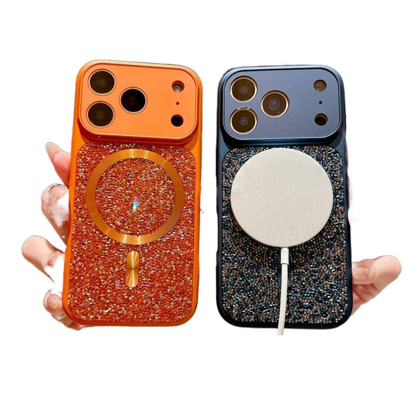 MagSafe Case | Orange | PC | Glitter Sparkle | Matte Finish | Cover for iPhone 16 / 16 Plus / 16 Pro / 16 Pro Max - Image 3