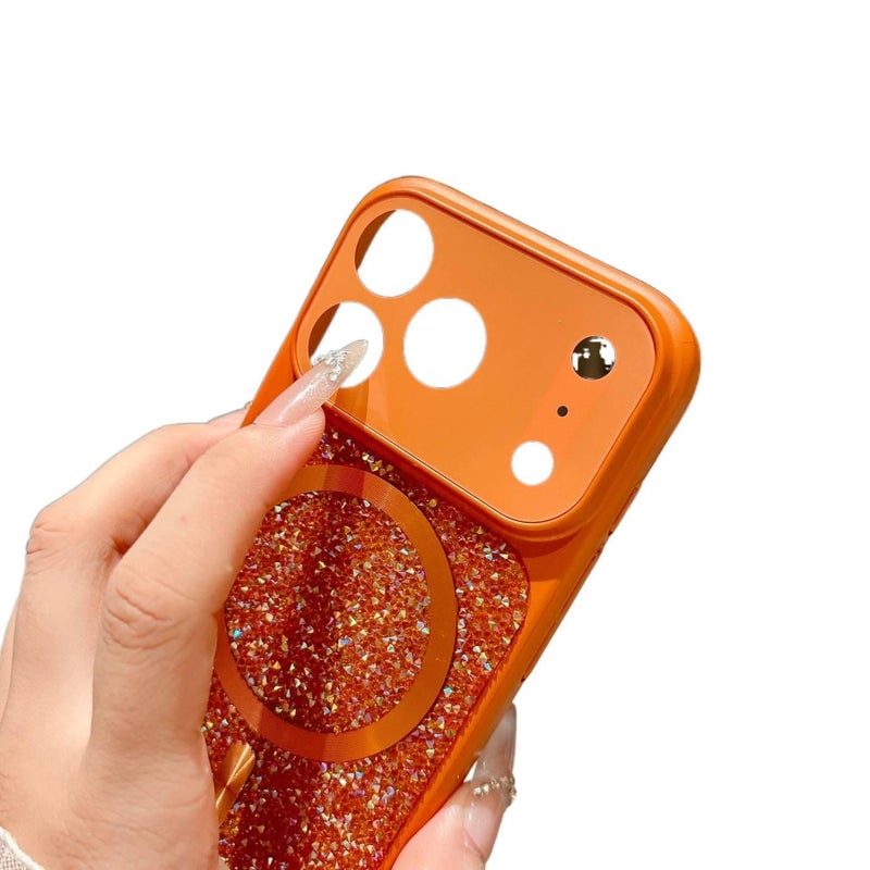 MagSafe Case | Orange | PC | Glitter Sparkle | Matte Finish | Cover for iPhone 16 / 16 Plus / 16 Pro / 16 Pro Max - Image 5