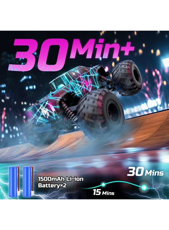 DEERC 1/16 Glowing Spider Remote Control Car - Fast Rc Cars W/2 Rechargeable Batteries For 30 Min Play, All Terrain Off-Road Monster Truck Toys For Boys Kids Age 4-7 8-12 Birthday Xmas Gift - Image 4