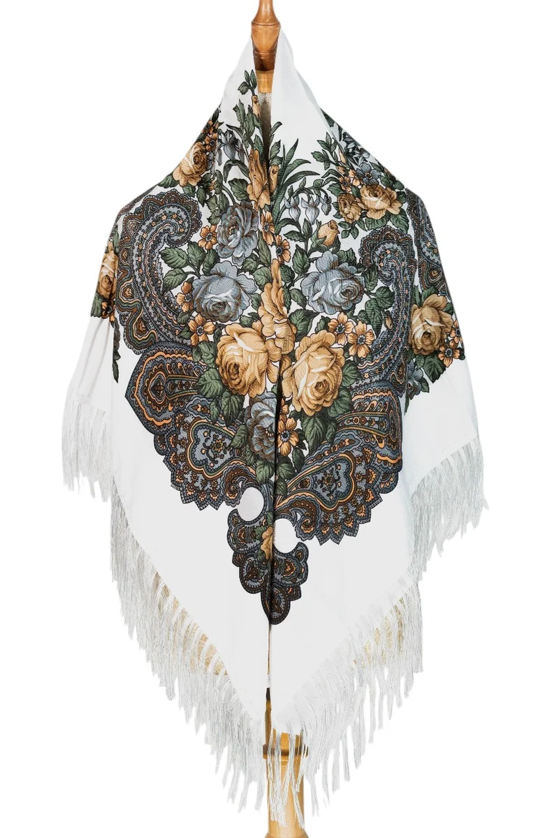 D'Daniela Alevtina Women's Eastern European Cotton Tassel Shawl