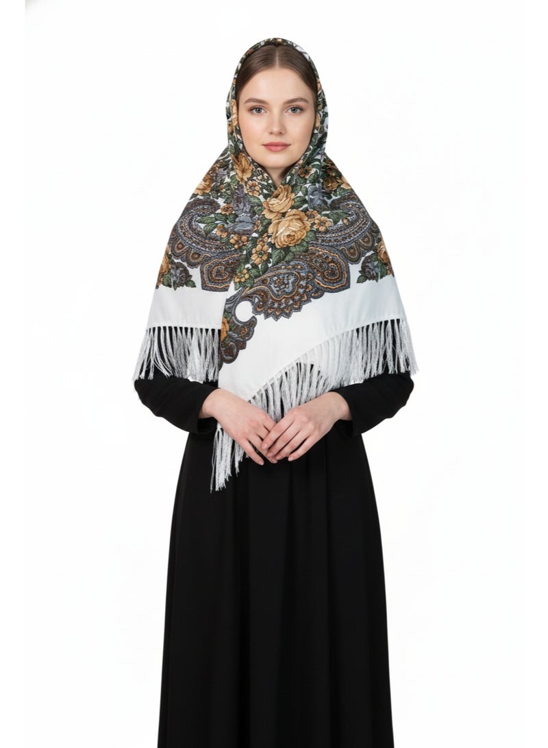 دىدانيالا شال نسائي بشراريب من القطن من أوروبا الشرقية من أليفتينا - Image 2
