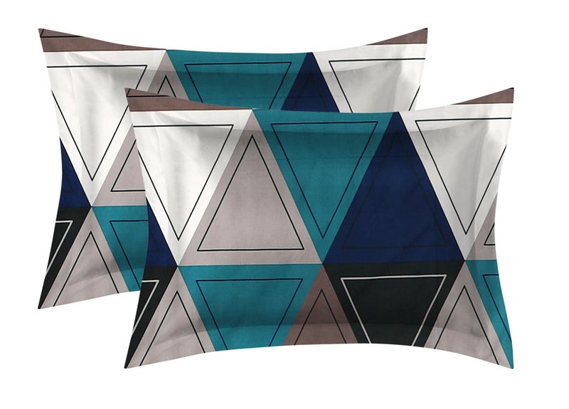 SHOMES Premium Cotton Flat Double Bedsheets with 2 King Size Pillow Covers | Double Bed Breathable | Wrinklefree | Ultrasoft 220 TC Supersoft | 100x90 Inches, 7X7.5 Feet | Geometric Multicolor - Image 2
