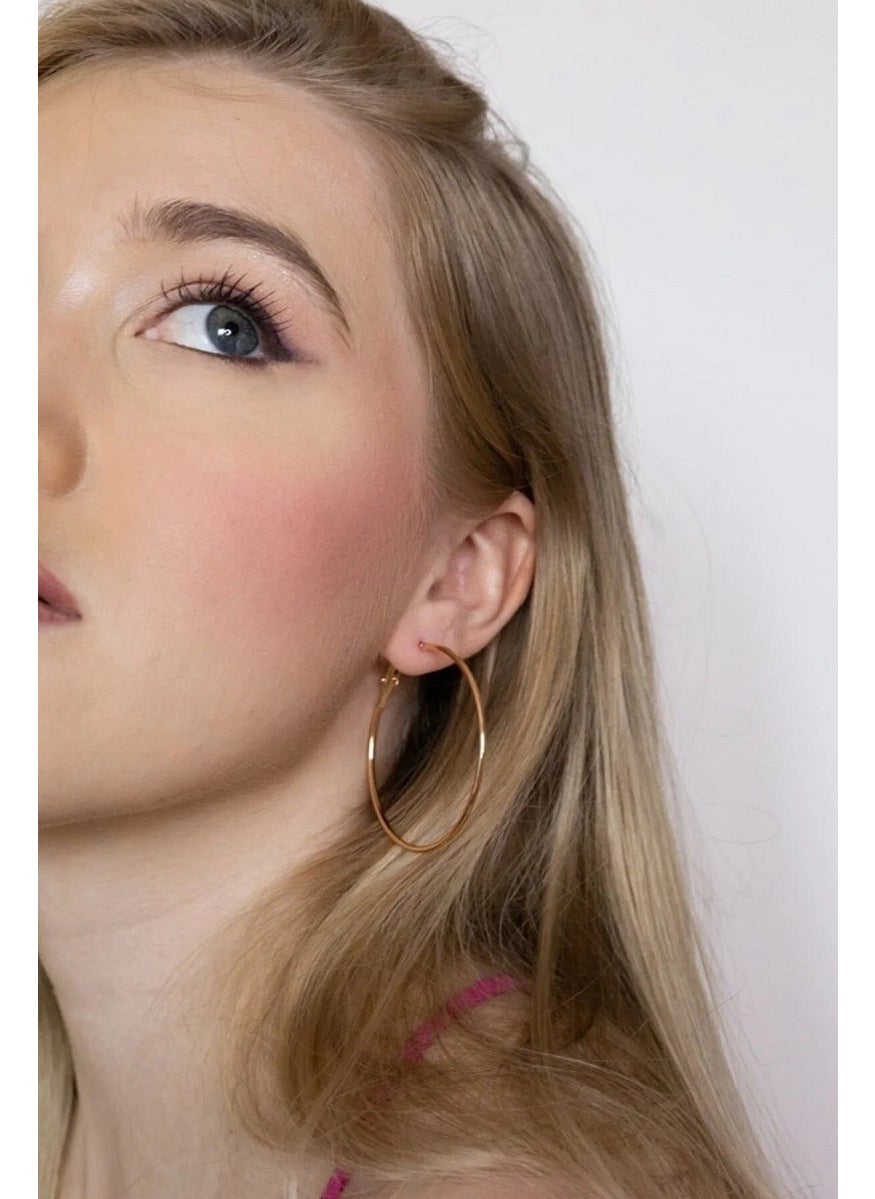 Hit Dükkan Gold Color Modern Metal Hoop Round Earrings (Pair)  - Image 5