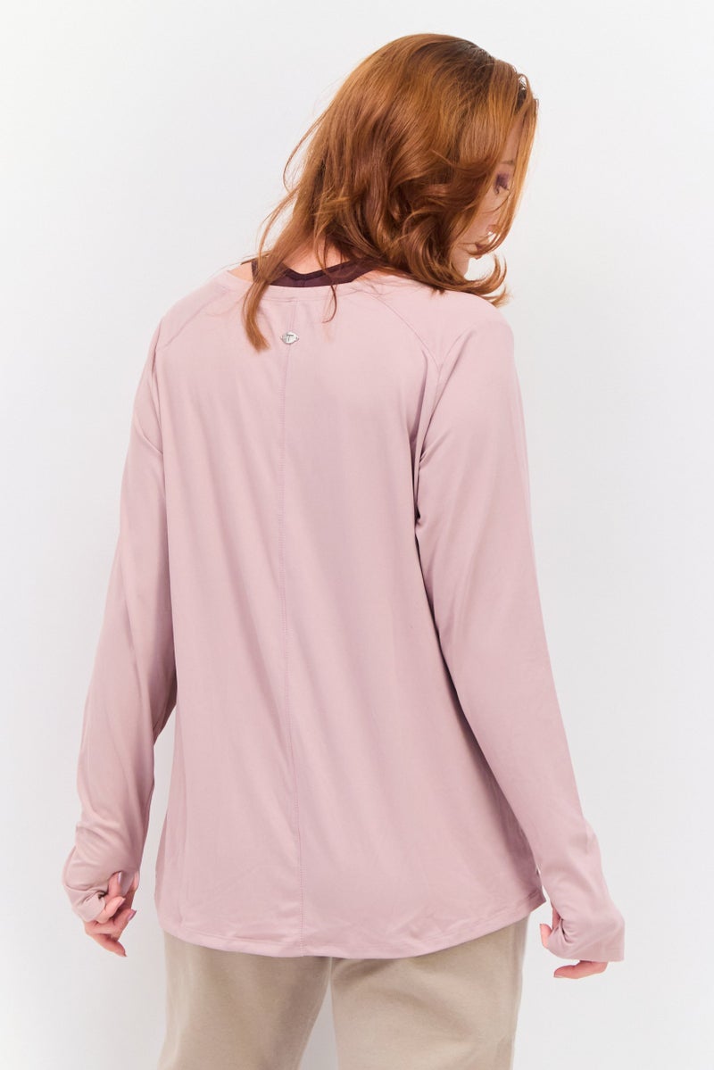 Tahari بلوزة تدريبية طويلة الأكمام للنساء، وردية - Image 2