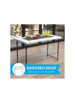 Phone Planet Lifetime 4428 Height Adjustable Craft Camping and Utility Folding Table, 4 ft, 4'/48 x 24, White Granite  - Image 3