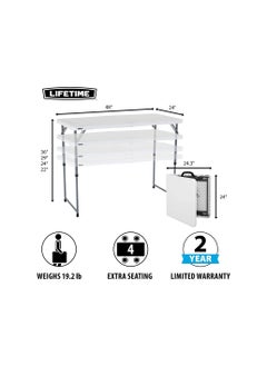 Phone Planet Lifetime 4428 Height Adjustable Craft Camping and Utility Folding Table, 4 ft, 4'/48 x 24, White Granite  - Image 2