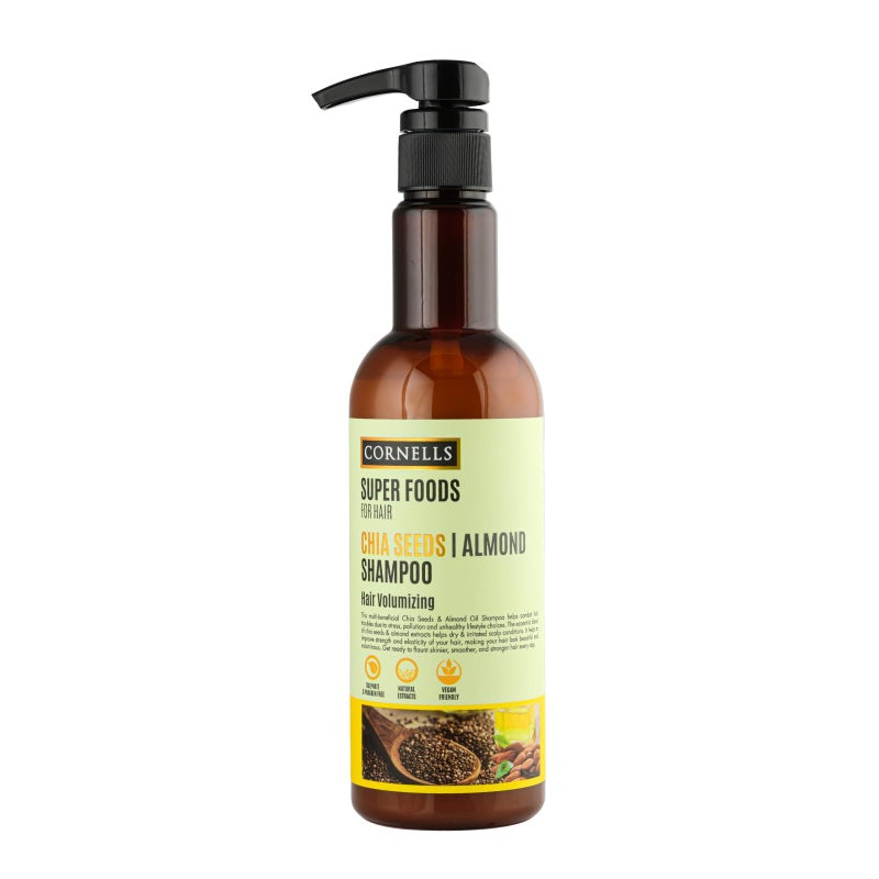 CORNELLS WELLNESS Cornells Super Foods For Hair Chai Seeds Almond Shampoo 500ml | For Men & Women | Volumizing | Sulphate & Paraben Free | Hair Care - Image 1