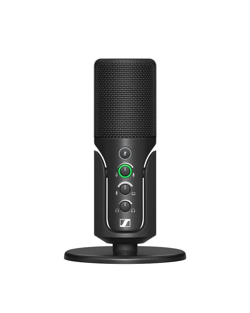 Sennheiser ميكروفون سنهايزر الاحترافي - ميكروفون مكثف كارديويد USB وحامل طاولة، كابل USB-C بطول 1.2 م - زر كتم، مدخل سماعة رأس مدمج، تحكم في الكسب والمزج والصوت، لجهاز الكمبيوتر وماك، أسود - Image 1