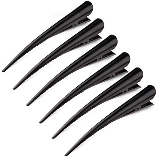 مشابك شعر تمساح كبيرة وطويلة لتصفيف الشعر من GLAMFIELDS 5 بوصة مقاومة للصدأ ومتينة وغير قابلة للانزلاق لمشابك معدنية للنساء للشعر الكثيف والرفيع 6 عبوات سوداء