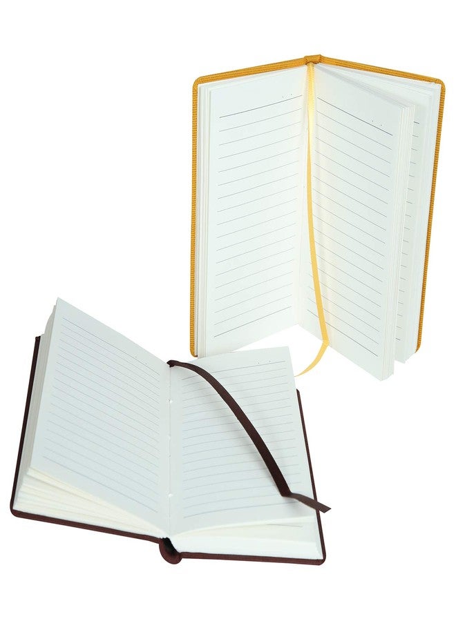 Comma Regina - A6 Size - Hard Bound Pocket Notebook with a Horizontal Elastic Band Closure - 192 Pages - 80gsm Natural Shade Paper - Linen Fabric Cover Material - Pack of 2 - (Mustard Yellow + Maroon) - Image 4