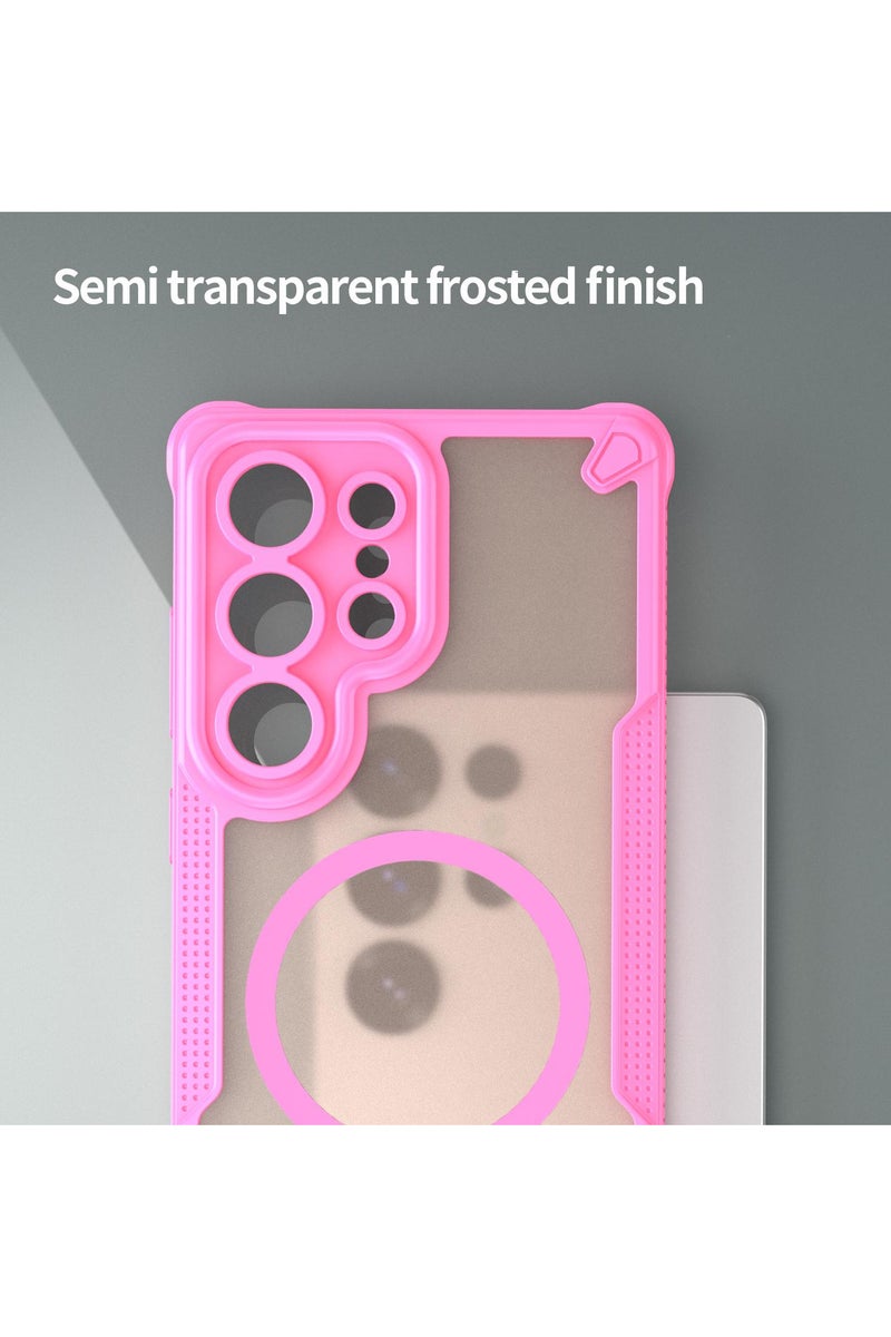 Cover For Samsung Galaxy S25 Ultra Armor Glaze MagSafe Magnetic Phone Case Raised edges around the screen and camera lens help prevent scratches - Pink - Image 4