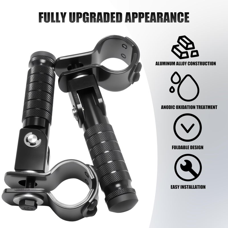 JXPANG M8 Motorcycle Folding Rearsets Foldable Motorbike Footrest Bicycle Footpegs Foot Pegs Pedal, Passenger Pedal Universal For Electric Car Motorbike Mini Bike Dirt Pit (Black, Type B) - Image 4