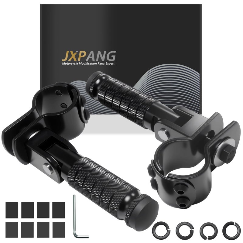JXPANG M8 Motorcycle Folding Rearsets Foldable Motorbike Footrest Bicycle Footpegs Foot Pegs Pedal, Passenger Pedal Universal For Electric Car Motorbike Mini Bike Dirt Pit (Black, Type B) - Image 1