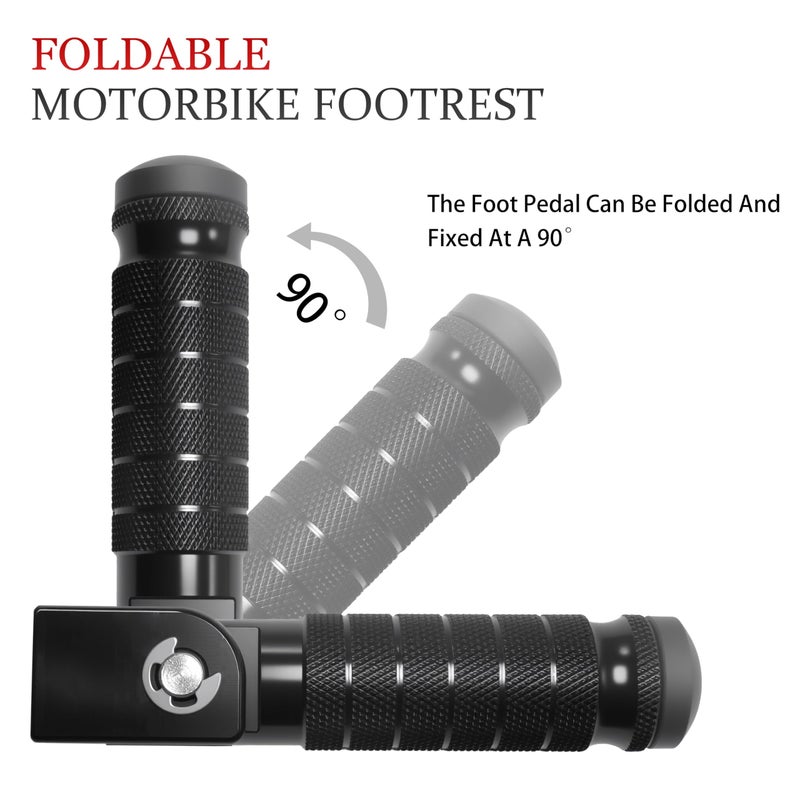 JXPANG M8 Motorcycle Folding Rearsets Foldable Motorbike Footrest Bicycle Footpegs Foot Pegs Pedal, Passenger Pedal Universal For Electric Car Motorbike Mini Bike Dirt Pit (Black, Type B) - Image 3