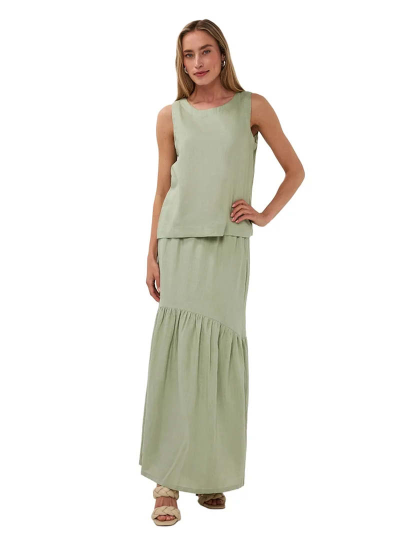 Esqualo Green Esqualo Linen Skirt Long for Women | Best Price UAE
