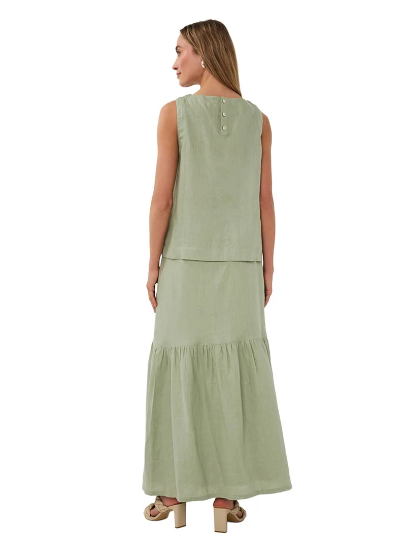 Esqualo Green Esqualo Linen Skirt Long for Women | Best Price UAE