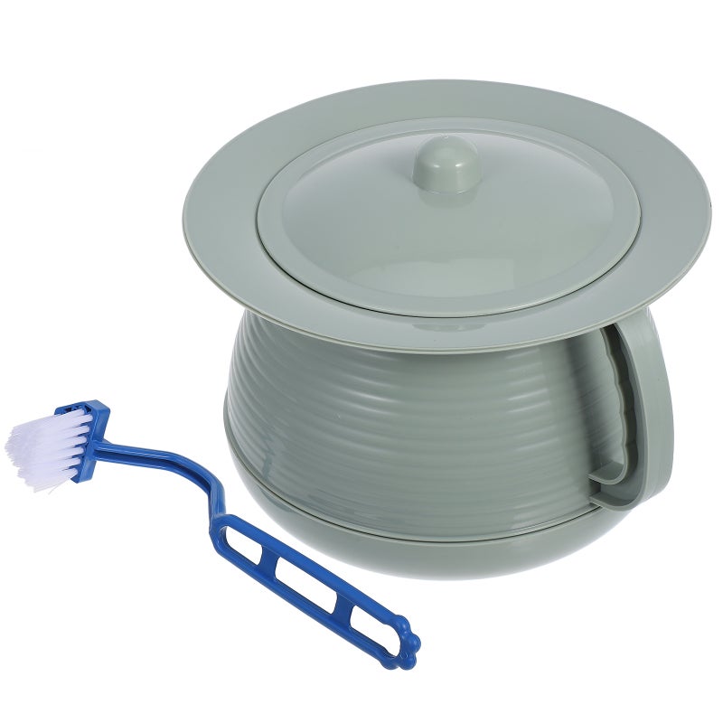 1 Set of Chamber Pot Toilet Bedroom Urine Pot Spittoon Urine Bucket Potty Urinal Bottle Chamber Pot with Lid and Handle Spittoon Chamber Bucket with Brush - Image 3