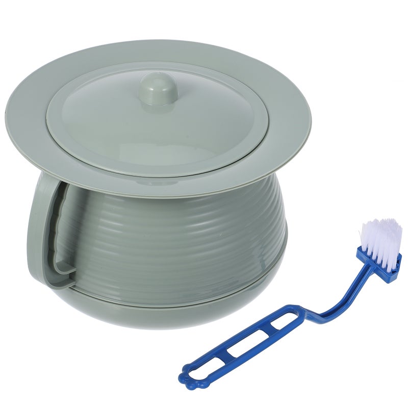 1 Set of Chamber Pot Toilet Bedroom Urine Pot Spittoon Urine Bucket Potty Urinal Bottle Chamber Pot with Lid and Handle Spittoon Chamber Bucket with Brush - Image 5