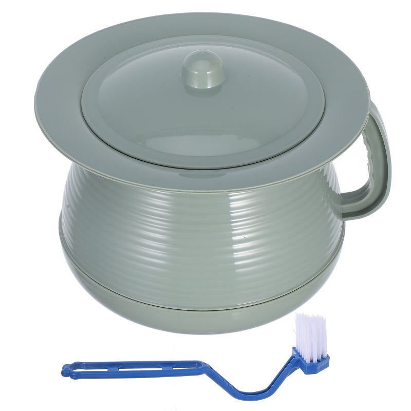 1 Set of Chamber Pot Toilet Bedroom Urine Pot Spittoon Urine Bucket Potty Urinal Bottle Chamber Pot with Lid and Handle Spittoon Chamber Bucket with Brush - Image 1