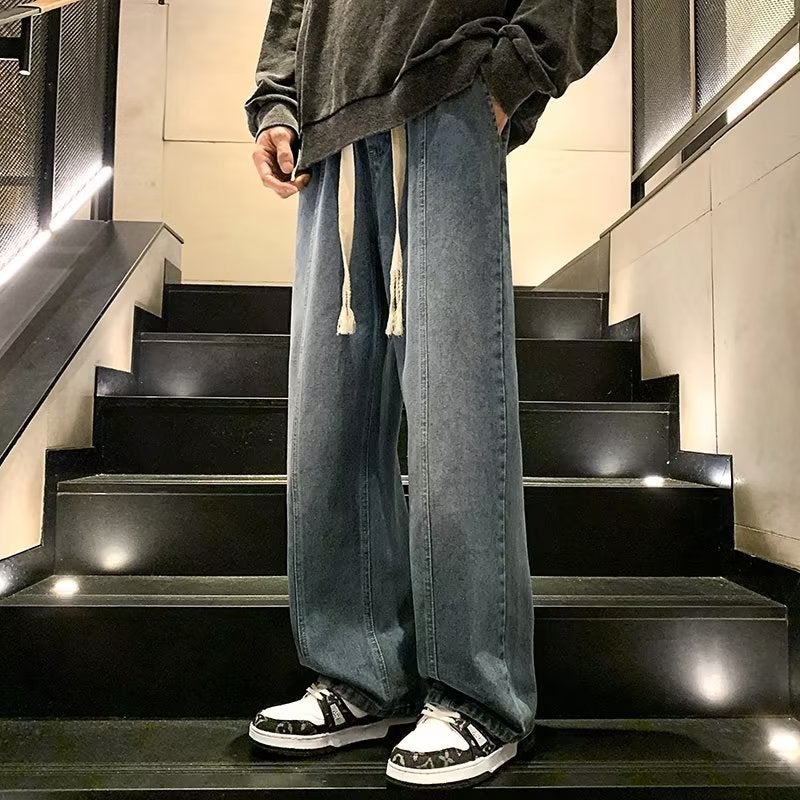 Jeans Men'S American Style High Street Vibe Boys Pants Trendy Brand Trousers Summer Retro Casual Straight Pants - Image 1