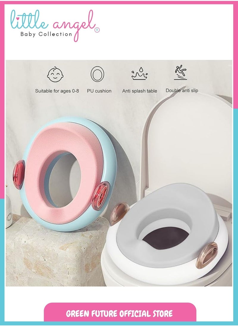Little Angel Kids Potty Training Seat with Comfortable Cushioned Padding, Anti-Slip Handles, Fits Standard Toilets, Lightweight Toddler Potty Seat for Baby Toilet Training - Grey  - Image 2