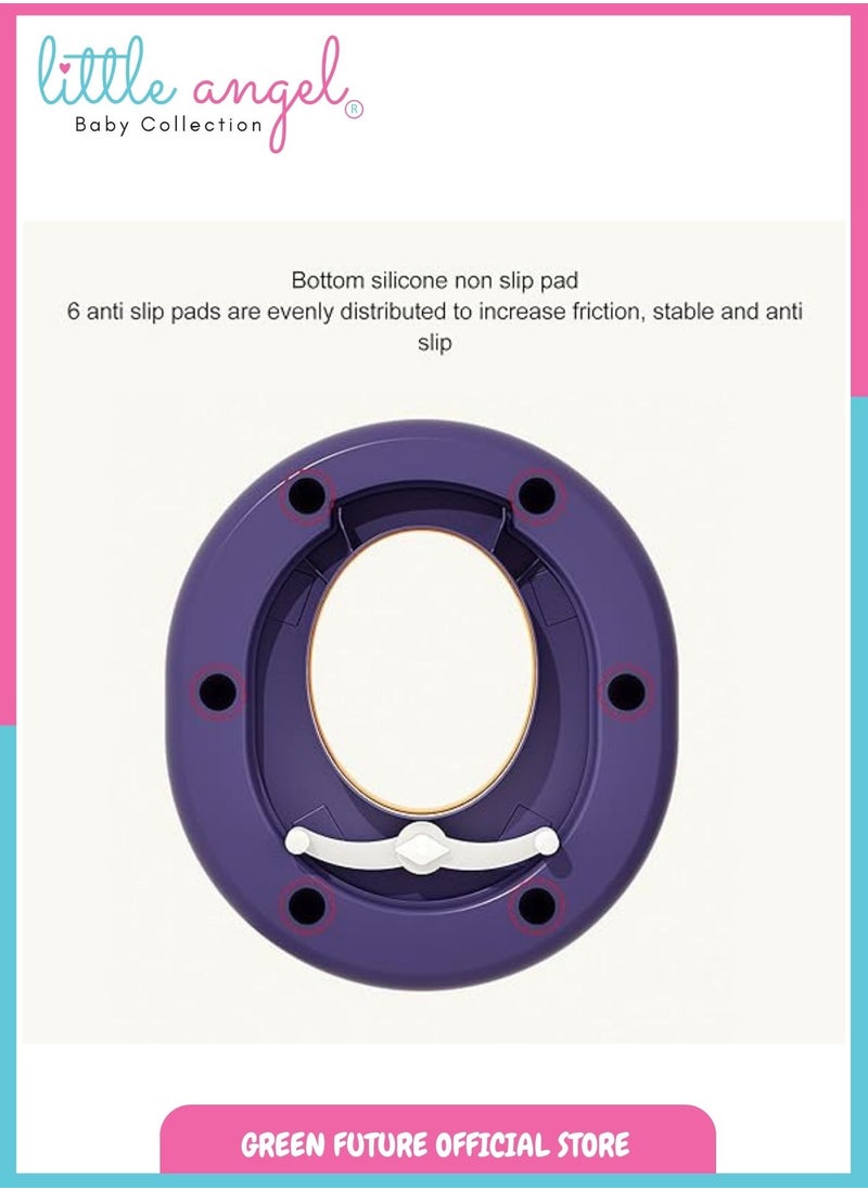 Little Angel Kids Potty Training Seat with Comfortable Cushioned Padding, Anti-Slip Handles, Fits Standard Toilets, Lightweight Toddler Potty Seat for Baby Toilet Training - Grey  - Image 4