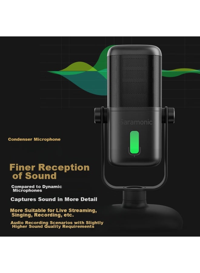 Saramonic سارامونيك SR-MV2000 ميكروفون احترافي، ميكروفون بطاقة صوت الكمبيوتر، ميكروفون USB للألعاب، ميكروفون مكثف لسطح المكتب للتعليق الصوتي، مصمم خصيصًا للبث المباشر - Image 2