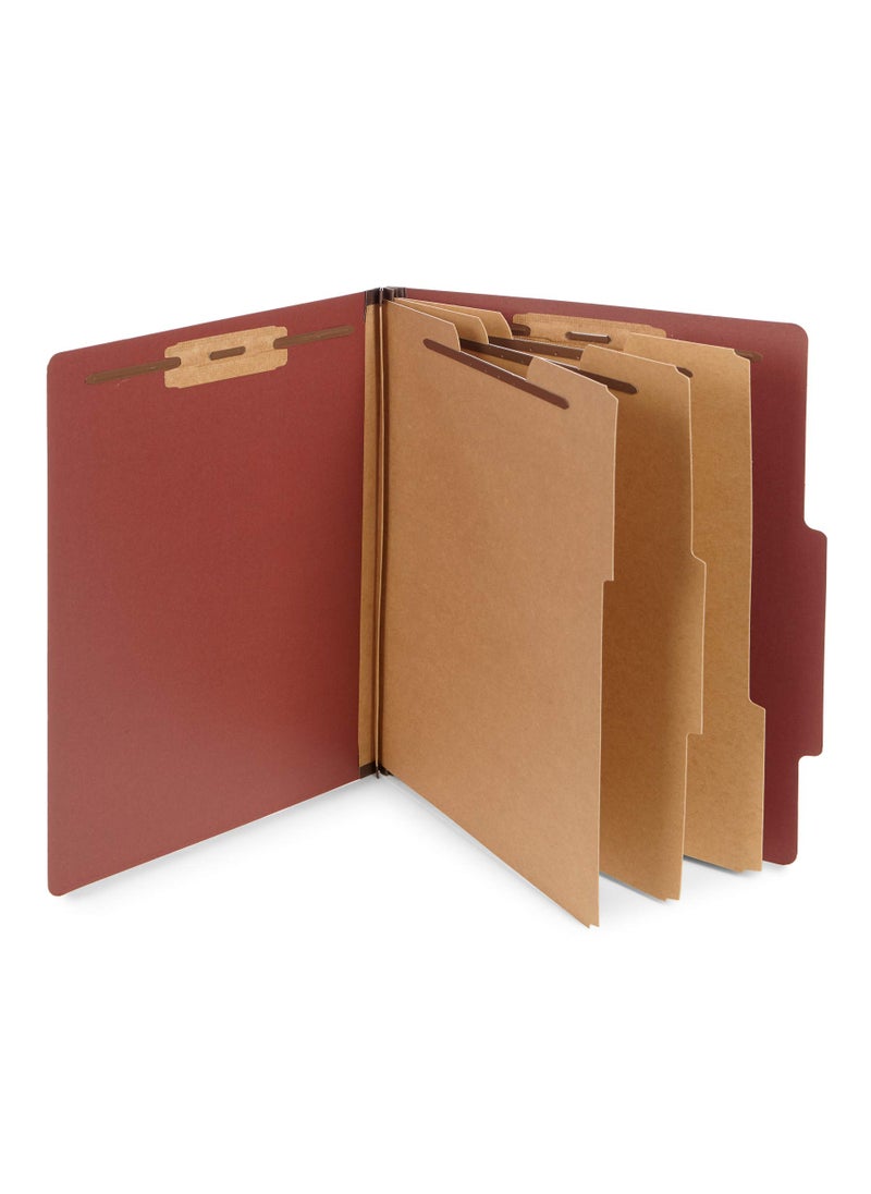 Blue Summit Supplies Blue Summit Supplies 10 Red Classification Folders, 3 Dividers, Letter Size with 2 Inch Tyvek Expansions, 8 Section Brick Red Classification Folder, 10 Pack  - Image 1