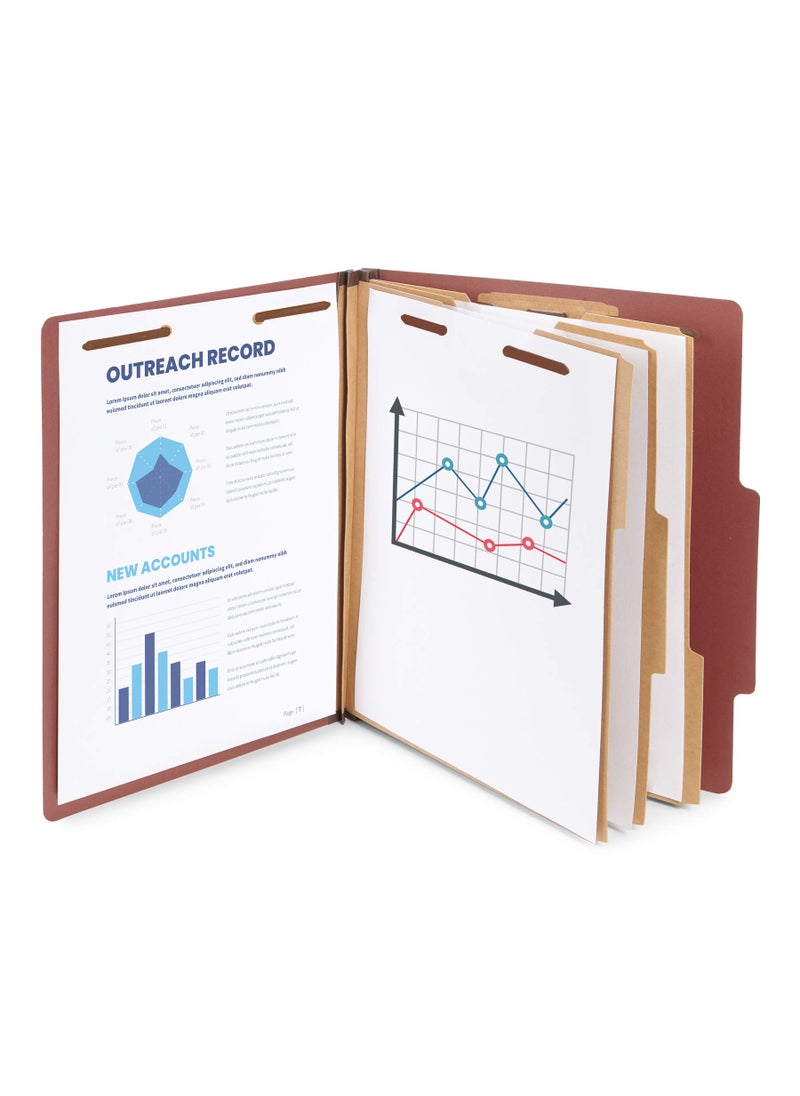 Blue Summit Supplies Blue Summit Supplies 10 Red Classification Folders, 3 Dividers, Letter Size with 2 Inch Tyvek Expansions, 8 Section Brick Red Classification Folder, 10 Pack  - Image 3
