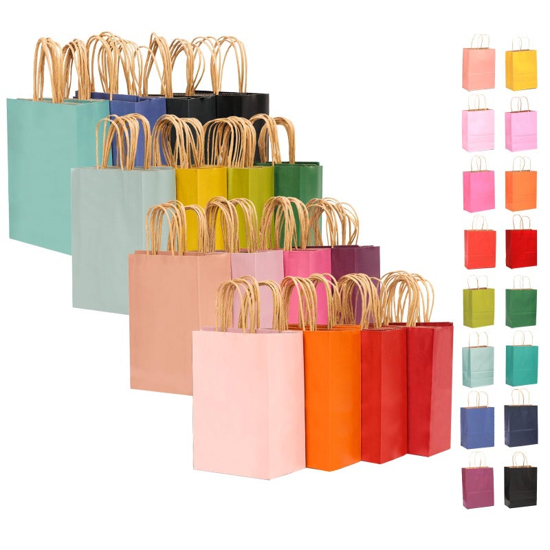 qiqee Large Paper Gift Bags With Handles 16 Solid Colors Party Favor Bags for presents 13"x10.3"x4.6"ï¼ˆ16-Packsï¼‰ - Image 1