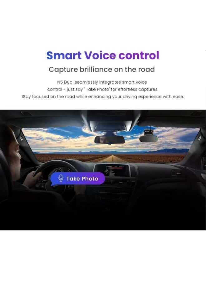 DDPAI N5 Dual Dash Cam 4K HDR - Front and Rear Dual Channel, Built-in 32GB eMMC Storage, Smart Voice Control, Built-in GPS & Wi-Fi Tracking. - Image 3