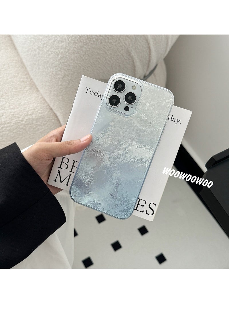 NIBEMINENT Tin Foil Pattern Simplicity Protective TPU Case Cover For iPhone 16 Pro, Gradual/Blue