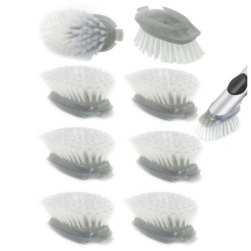 Shadowgallery Dish Cleaning Soap Dispensing Brush Refills for OXO Dish Brush  8 Pack Brush Head Replacement for Scrubber Grey 