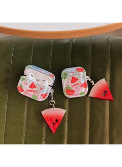 Feather Yarn Summer Watermelon For Airpods Pro2 For Apple Bluetooth Wireless 1/2/3 Generation Headphone Cover Cute Soft-Color:Summer Watermelon Pendant-Applicable Model:Airpods 3 Generations