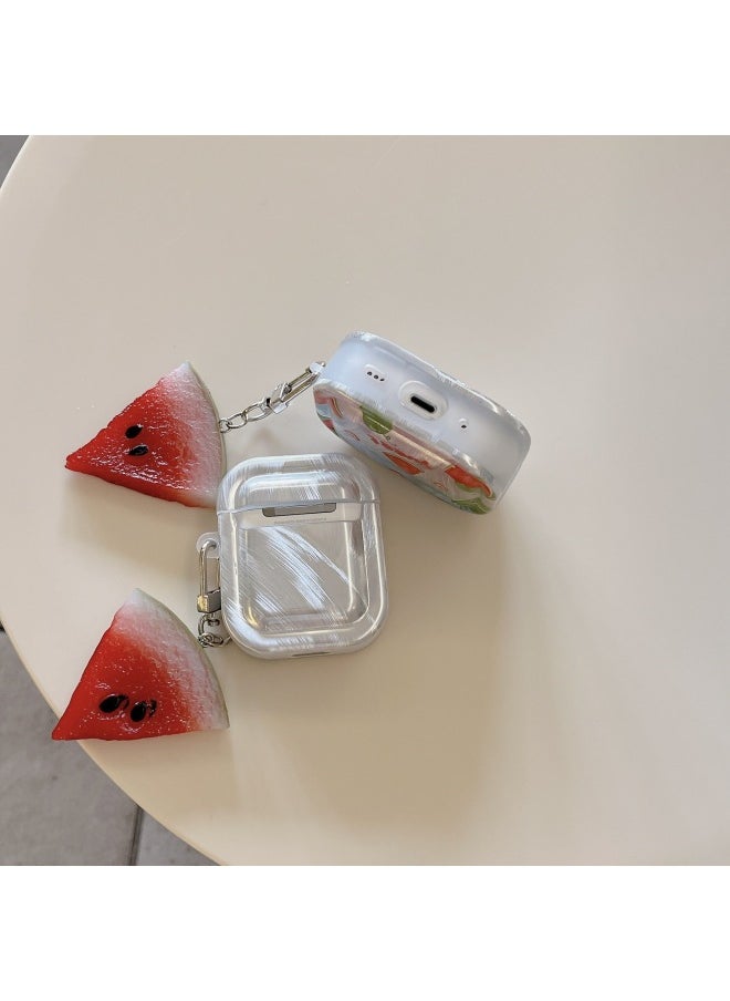 Generic - Feather Yarn Summer Watermelon For Airpods Pro2 For Apple Bluetooth Wireless 1/2/3 Generation Headphone Cover Cute Soft-Color:Summer Watermelon Pendant-Applicable Model:Airpods 3 Generations - Image 1