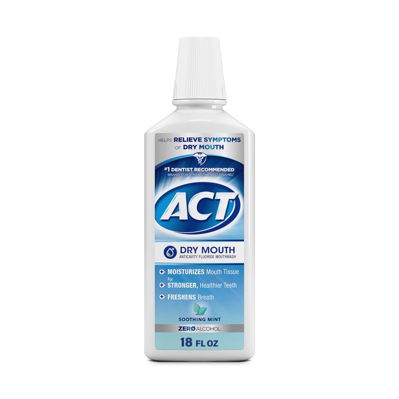 ACT Dry Mouth Anticavity Zero Alcohol Fluoride Mouthwash 18 fl. oz. Soothing Mint - Image 1
