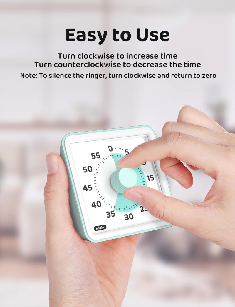 LIORQUE Visual Timer for Kids, 60 Minute Visual Countdown Timer Clock for kids Pomodoro Timer for Classroom Teaching Cooking - Image 2