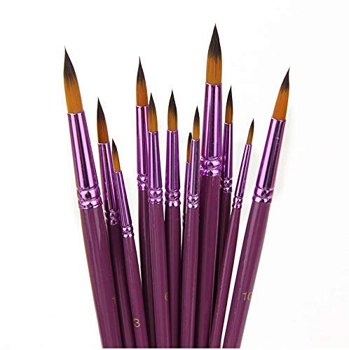 DEZIINE.Fx 24 PCS Flat & Round Different Size Artist Fine Nylon Hair Paint Brush Set for Watercolor Acrylic Oil Painting Brushes Drawing Art Supplies Size: 1-12 - Image 2