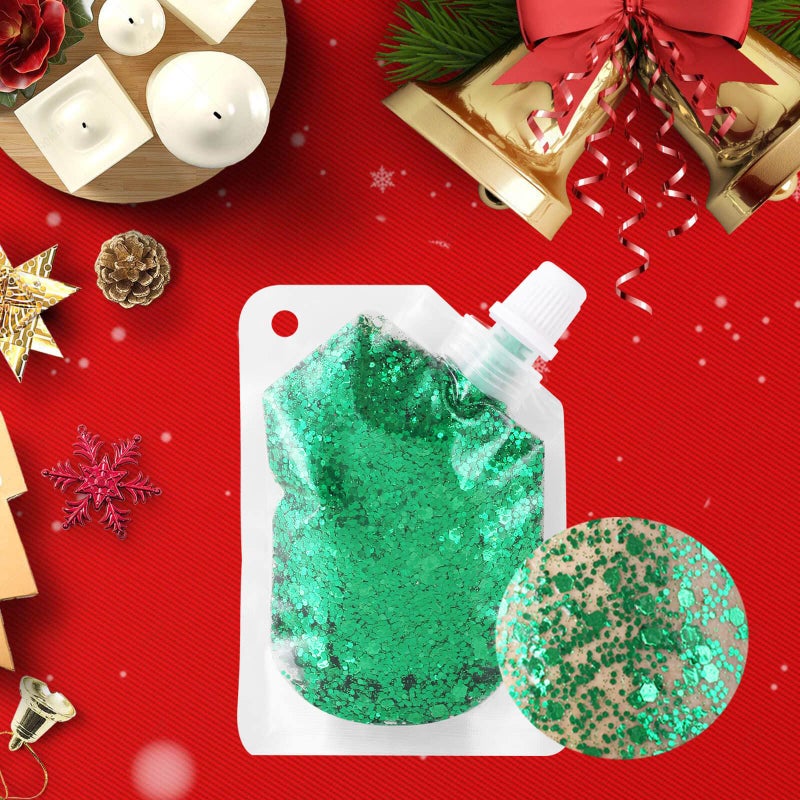 MEICOLY Green Body Glitter,Green Face Glitter,Christmas Face Glitter Stocking Stuffers,Alien Chunky Glitter Makeup,Glitter Face Paint for Women and Kids,St Patricks Day Accessories - Image 3