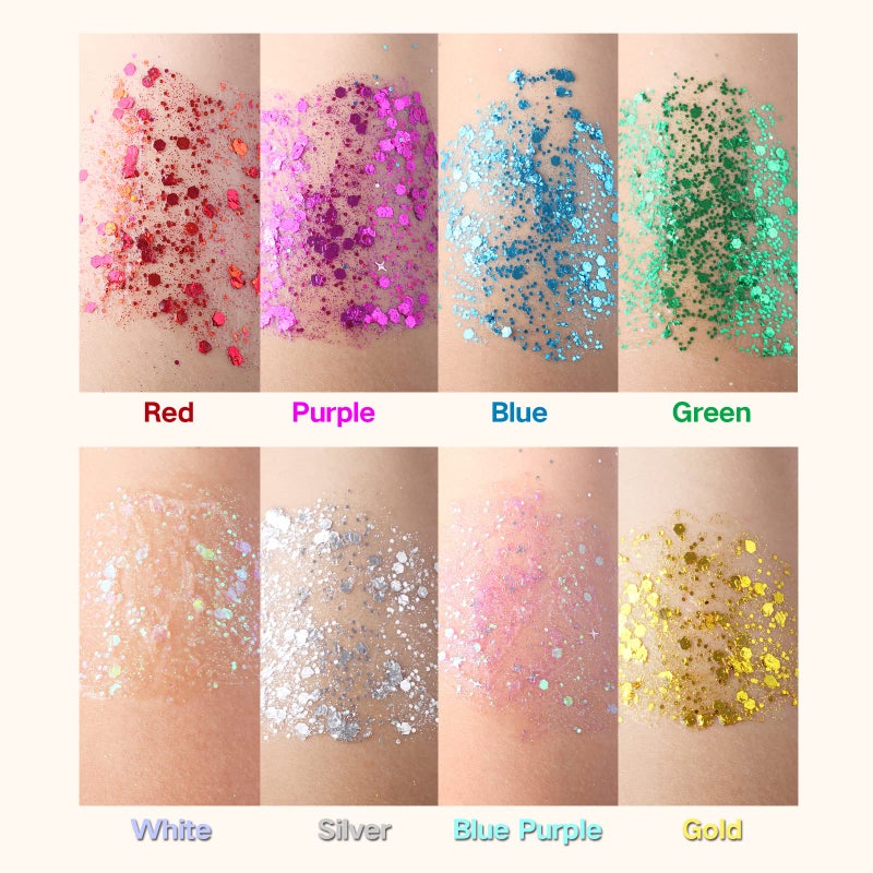 MEICOLY Green Body Glitter,Green Face Glitter,Christmas Face Glitter Stocking Stuffers,Alien Chunky Glitter Makeup,Glitter Face Paint for Women and Kids,St Patricks Day Accessories - Image 5
