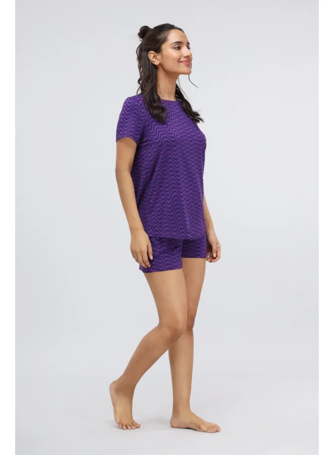 NeceSera Purple Wavy Short Set