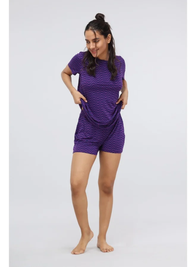نسيسيرا Purple Wavy Short Set