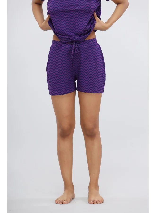 NeceSera Purple Wavy Short Set