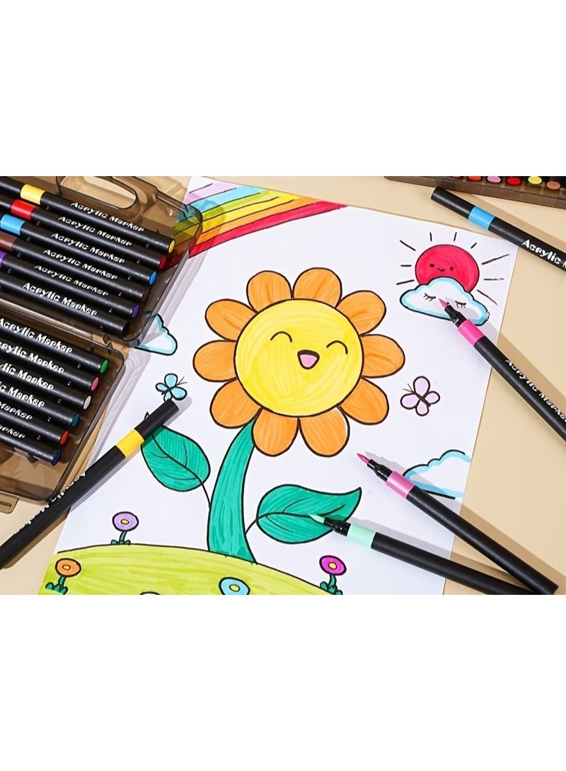 2 packs of acrylic markers, 12 colors per pack, for drawing on wood, glass, and fabric. - Image 5
