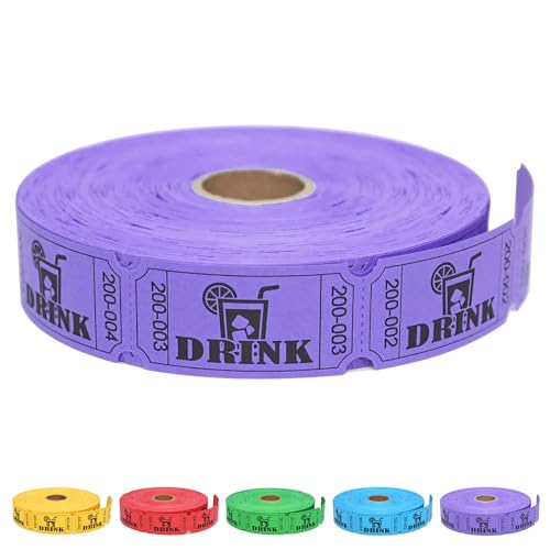 ESSENTIAL 1000 Raffle Tickets Rolls Drink Tickets Single Roll for Events Leisure Movie Watching Entertainment Class Reward Prizes Purple 5 Color Selection - Image 1