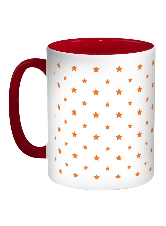 RYN Motifs Of Stars Printed Coffee Mug Red/White/Orange 11ounce