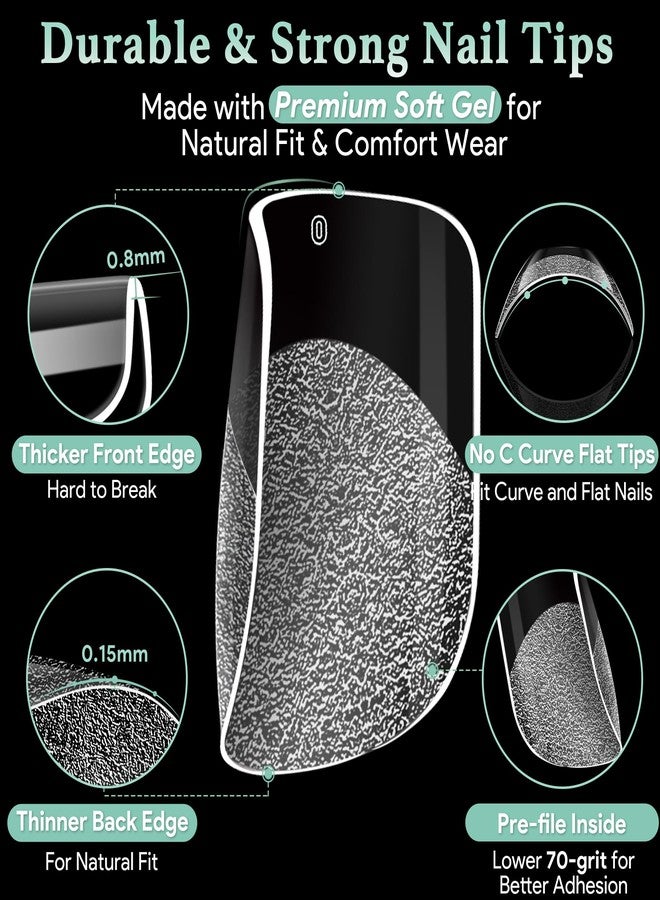 LEYKOSH Extra Short Square Nail Tips, 216pcs Acrylic Fake Nails Soft Gel Nail Tips, Full Cover Pre-Shaped Matte Clear Press on Nails for Extension, Diy at Home Manicure 12 Sizes - Image 4