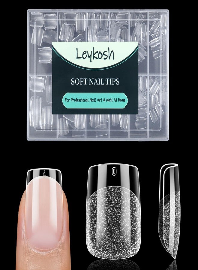 LEYKOSH Extra Short Square Nail Tips, 216pcs Acrylic Fake Nails Soft Gel Nail Tips, Full Cover Pre-Shaped Matte Clear Press on Nails for Extension, Diy at Home Manicure 12 Sizes - Image 1